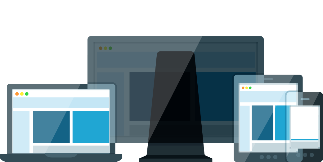 Illustration showing four devices of varying screen-width